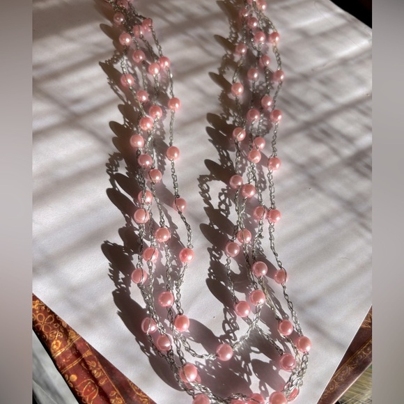 Pink and silver long necklace 50” - Picture 1 of 4